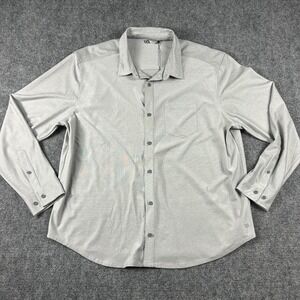 VRST Shirt‎ Mens 2XL Gray Knit Long Sleeve Button Up Stretch Moisture Wicking